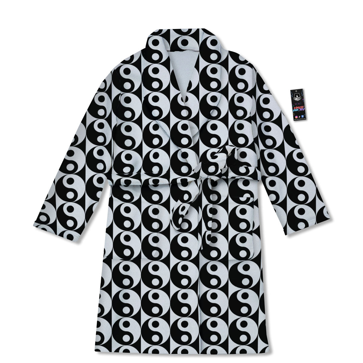 Yin Yang White And Black Print Pattern Bathrobe-grizzshop