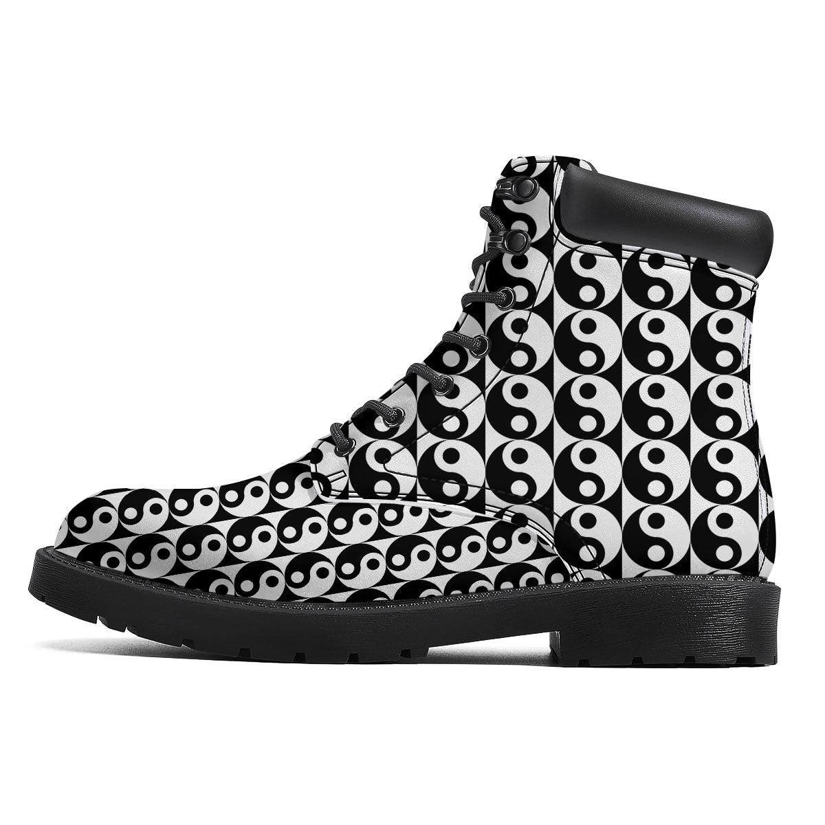 Yin Yang White And Black Print Pattern Boots-grizzshop