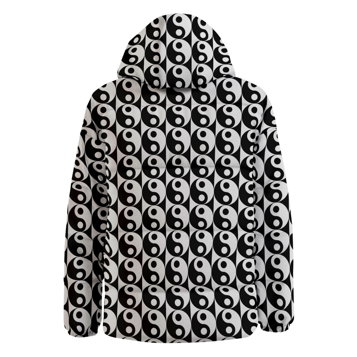 Yin Yang White And Black Print Pattern Down Jacket-grizzshop