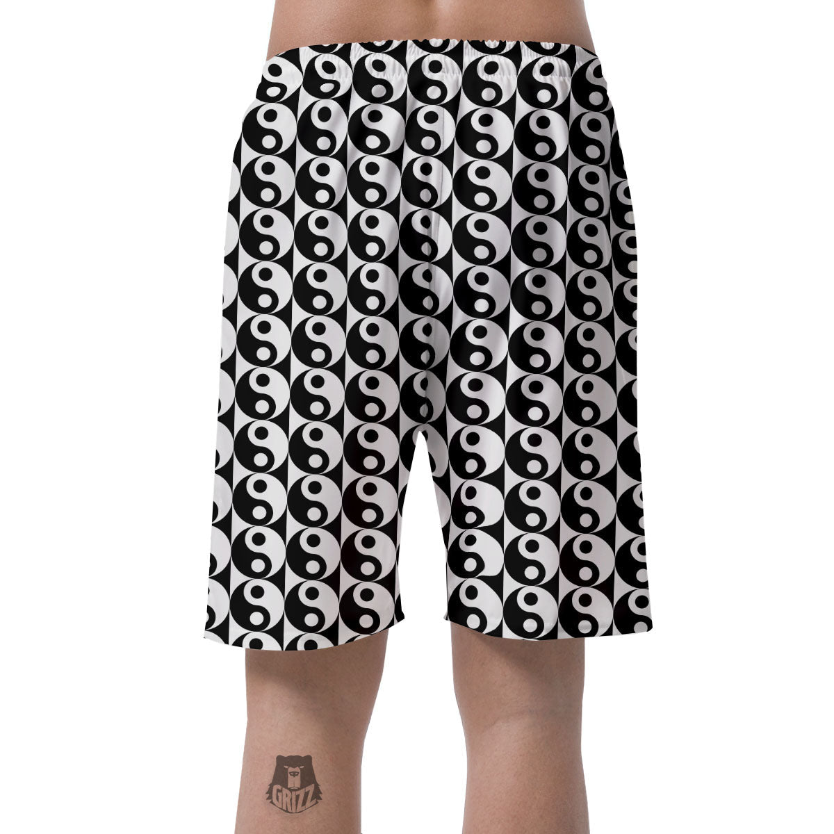 Yin Yang White And Black Print Pattern Men's Shorts-grizzshop