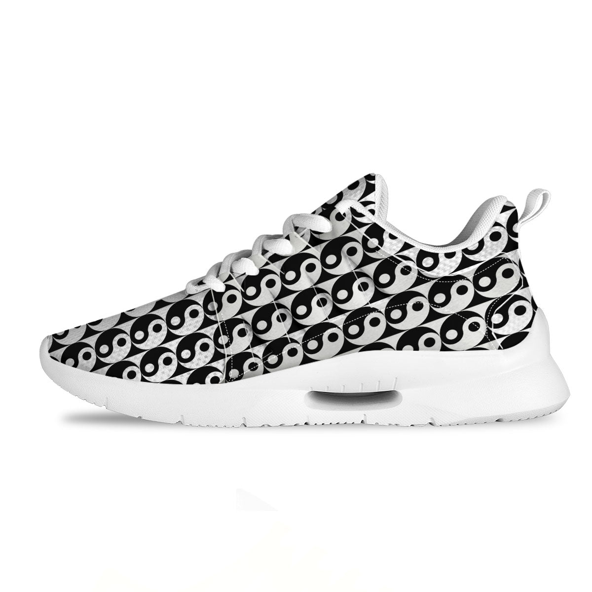 Yin Yang White And Black Print Pattern Tennis Shoes-grizzshop
