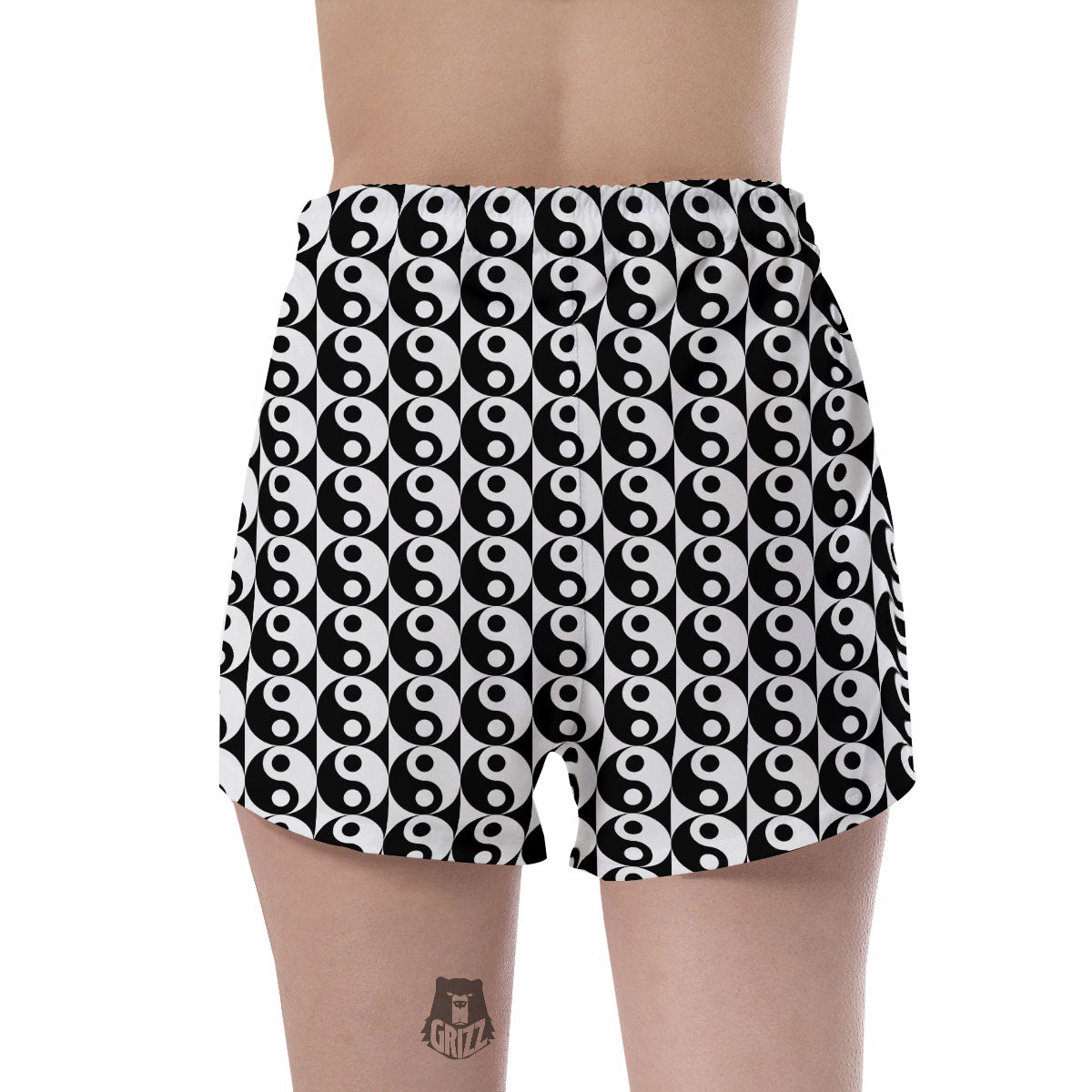 Yin Yang White And Black Print Pattern Women's Shorts-grizzshop