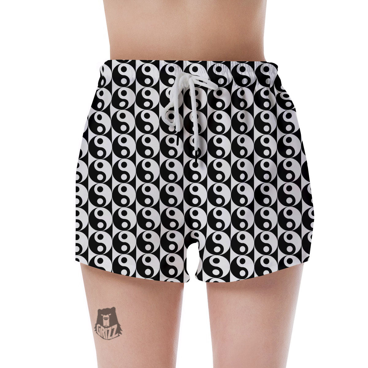 Yin Yang White And Black Print Pattern Women's Shorts-grizzshop