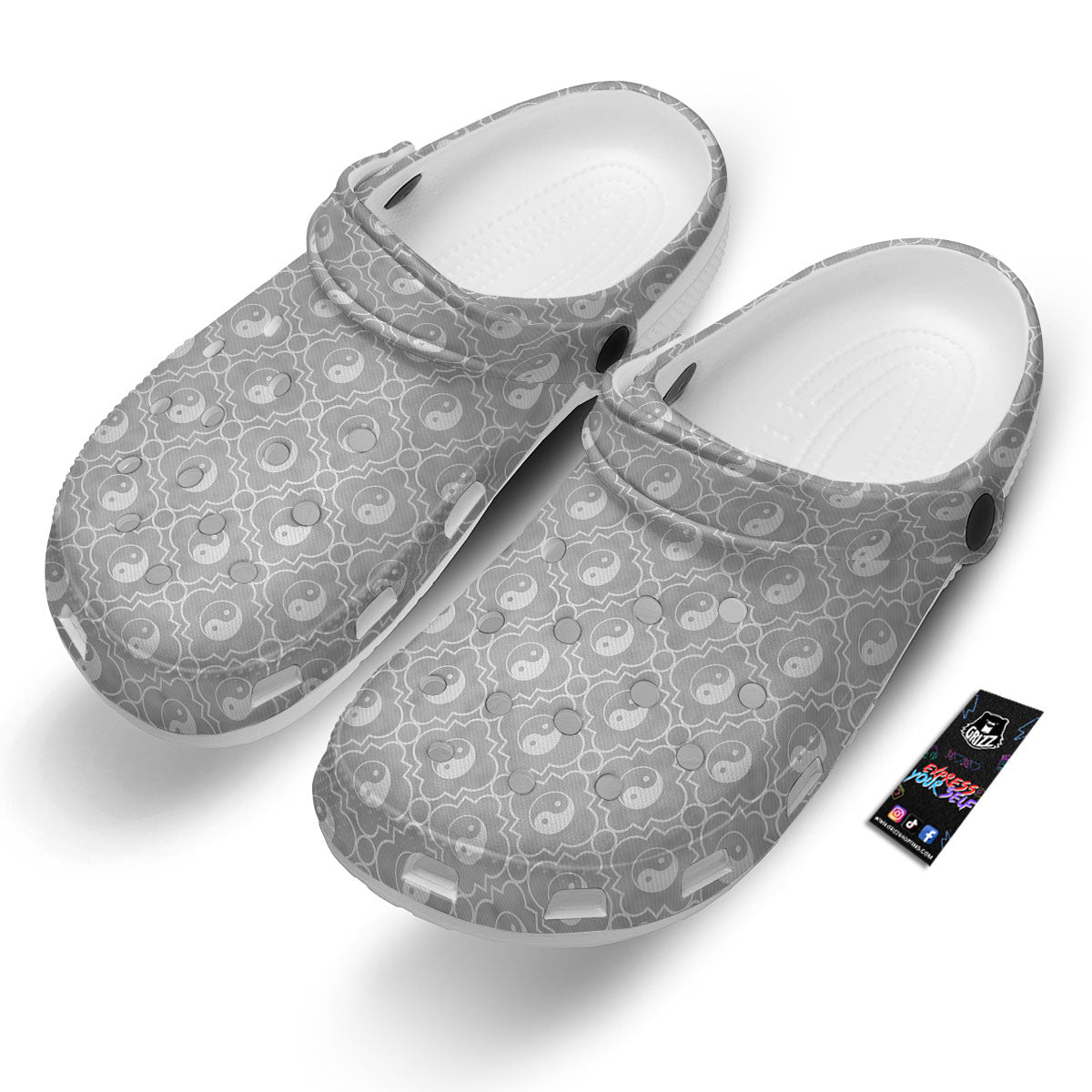 Yin Yang White And Grey Print Pattern Clog-grizzshop
