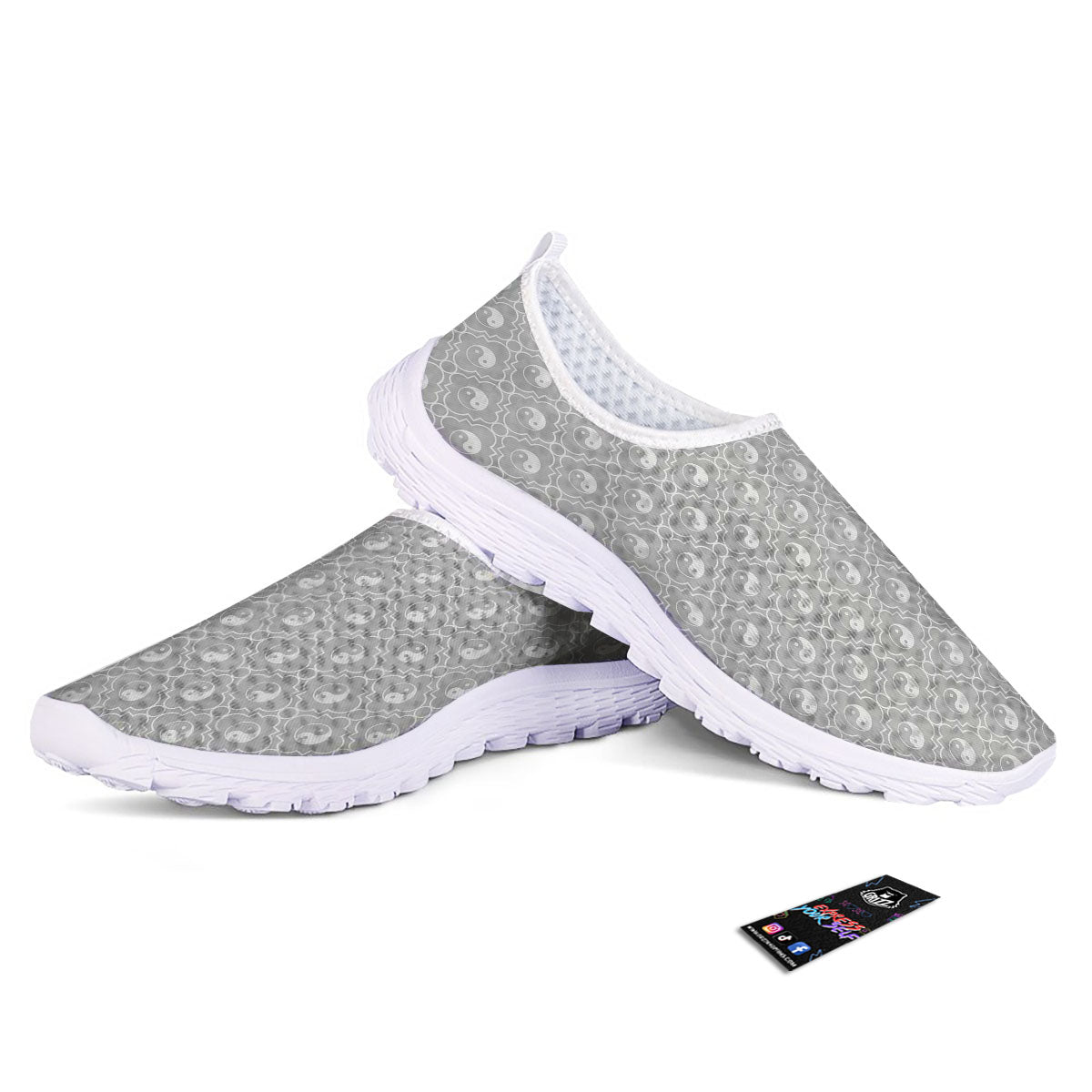 Yin Yang White And Grey Print Pattern Nurse Shoes-grizzshop