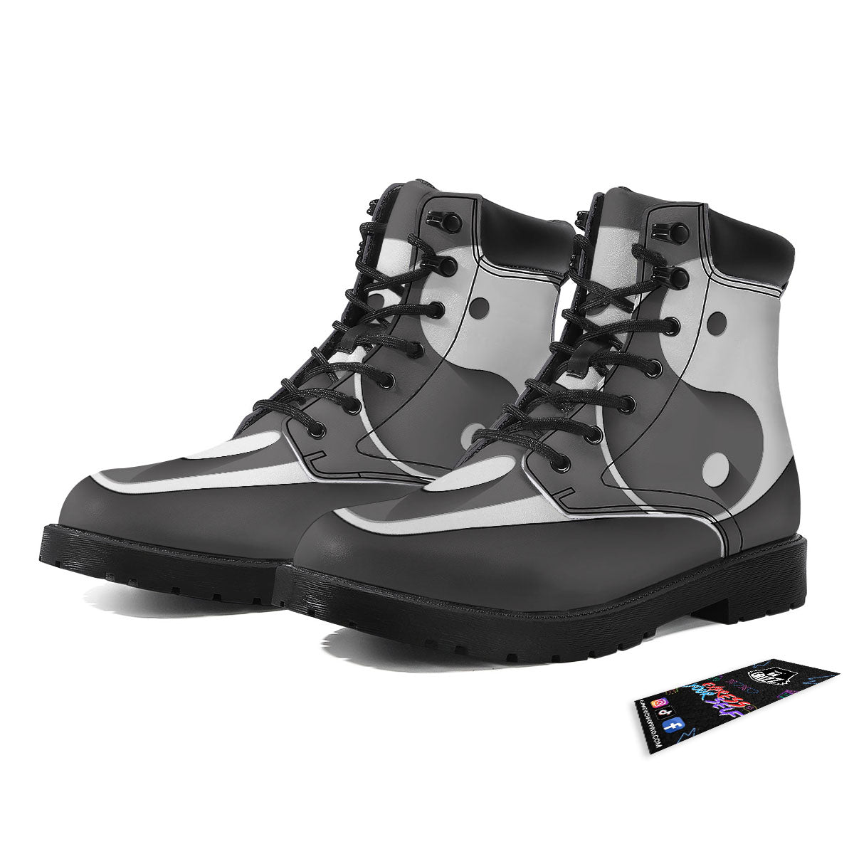 Yin Yang White And Sliver Print Boots-grizzshop