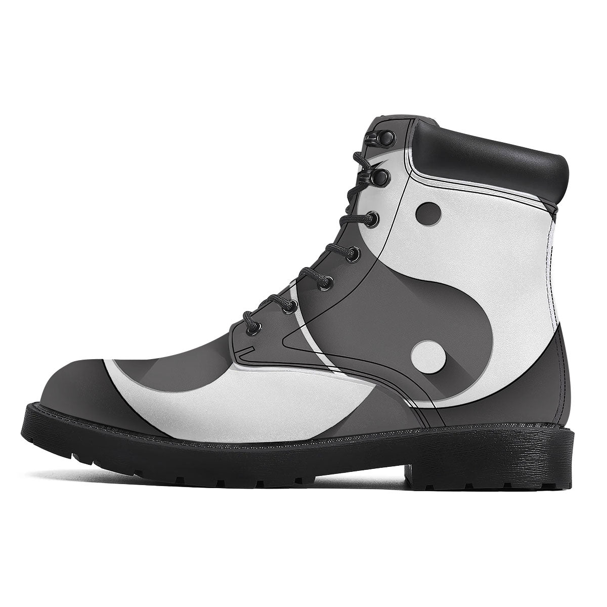 Yin Yang White And Sliver Print Boots-grizzshop
