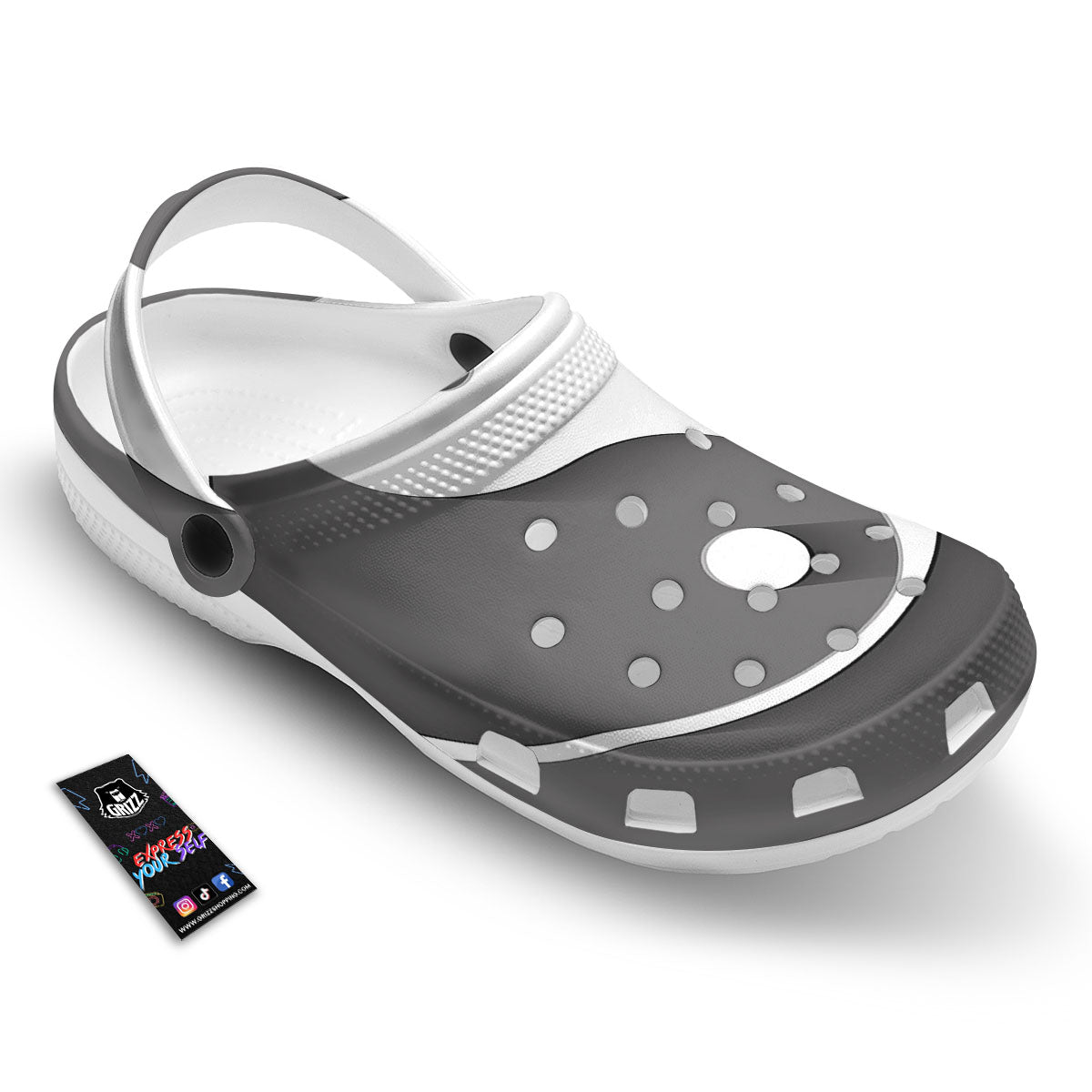 Yin Yang White And Sliver Print Clog-grizzshop