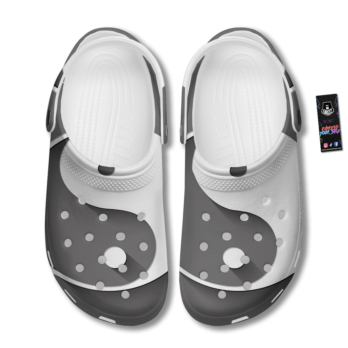Yin Yang White And Sliver Print Clog-grizzshop