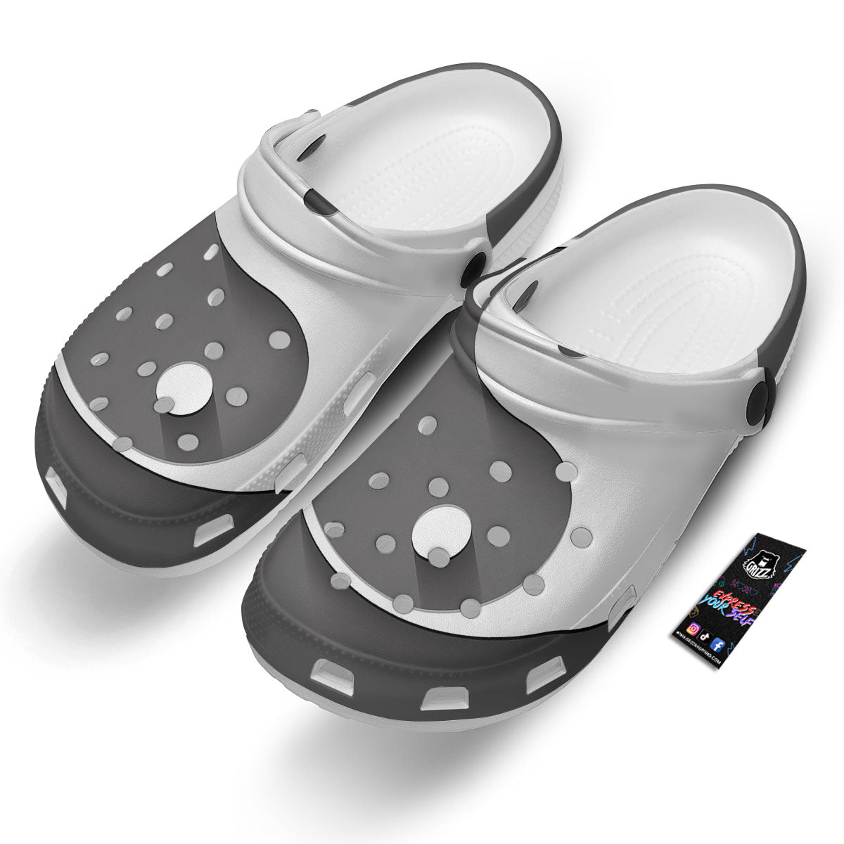 Yin Yang White And Sliver Print Clog-grizzshop