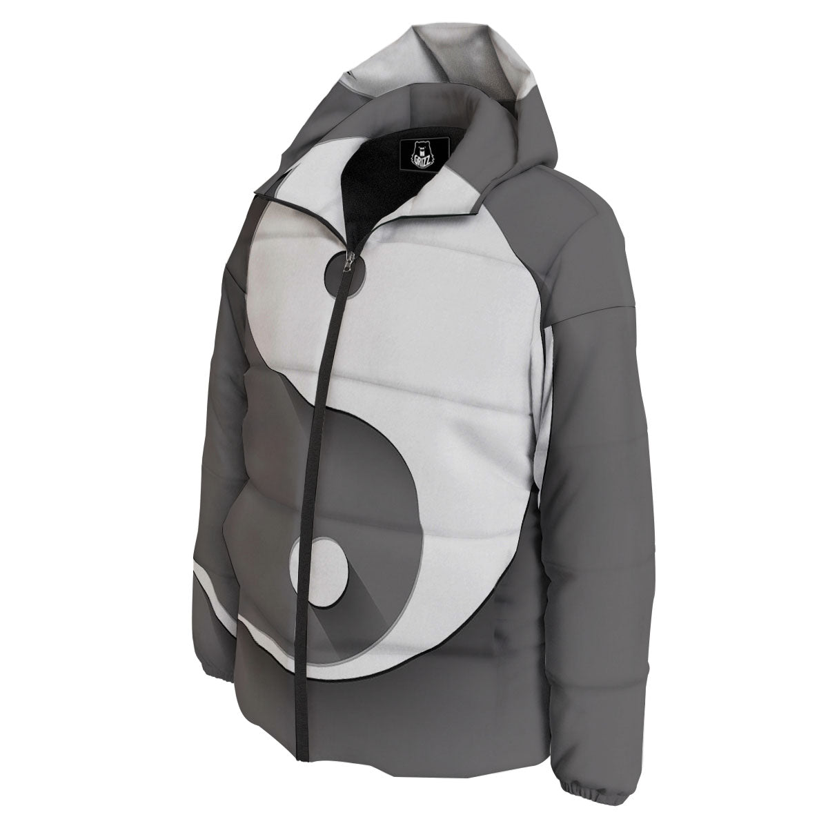 Yin Yang White And Sliver Print Down Jacket-grizzshop