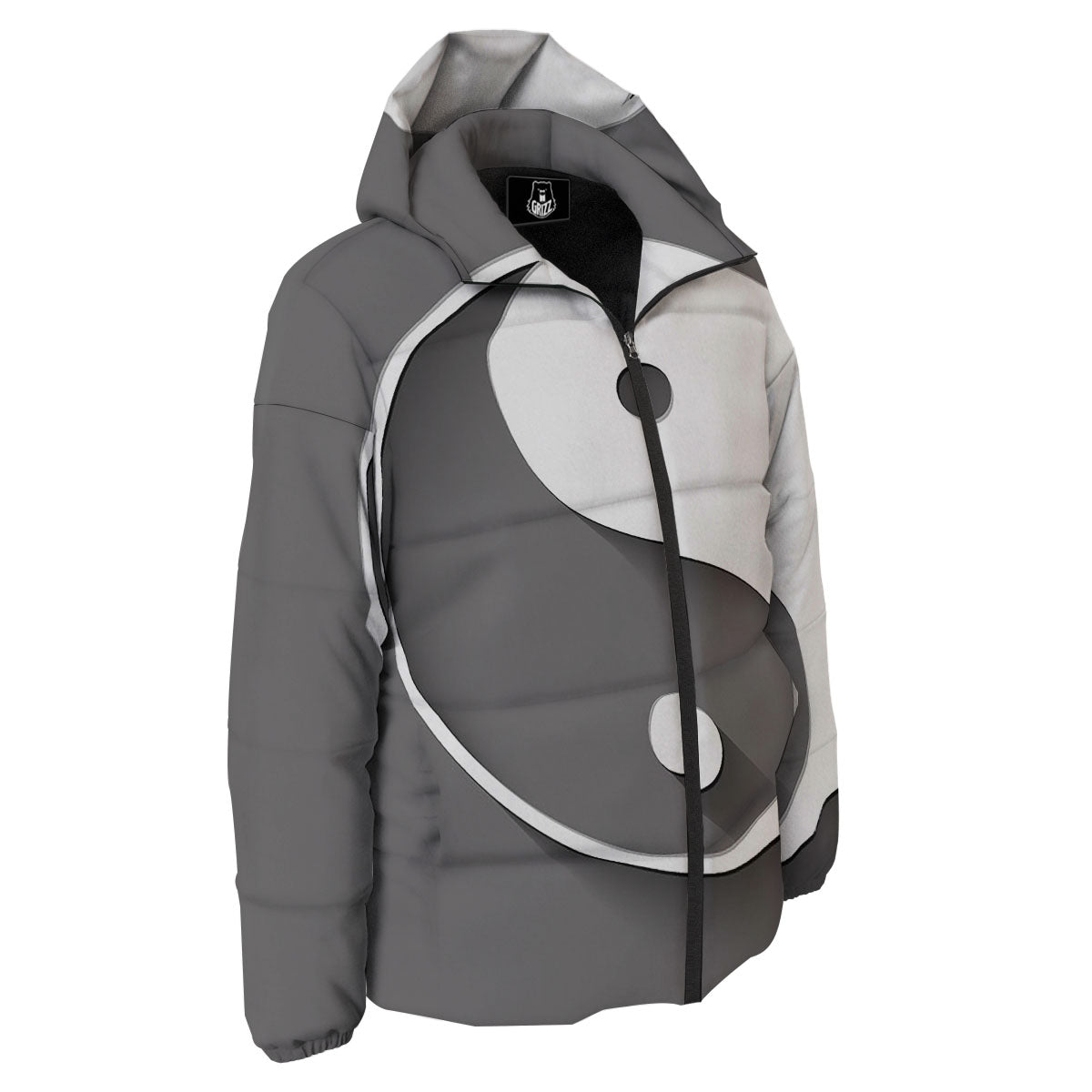 Yin Yang White And Sliver Print Down Jacket-grizzshop