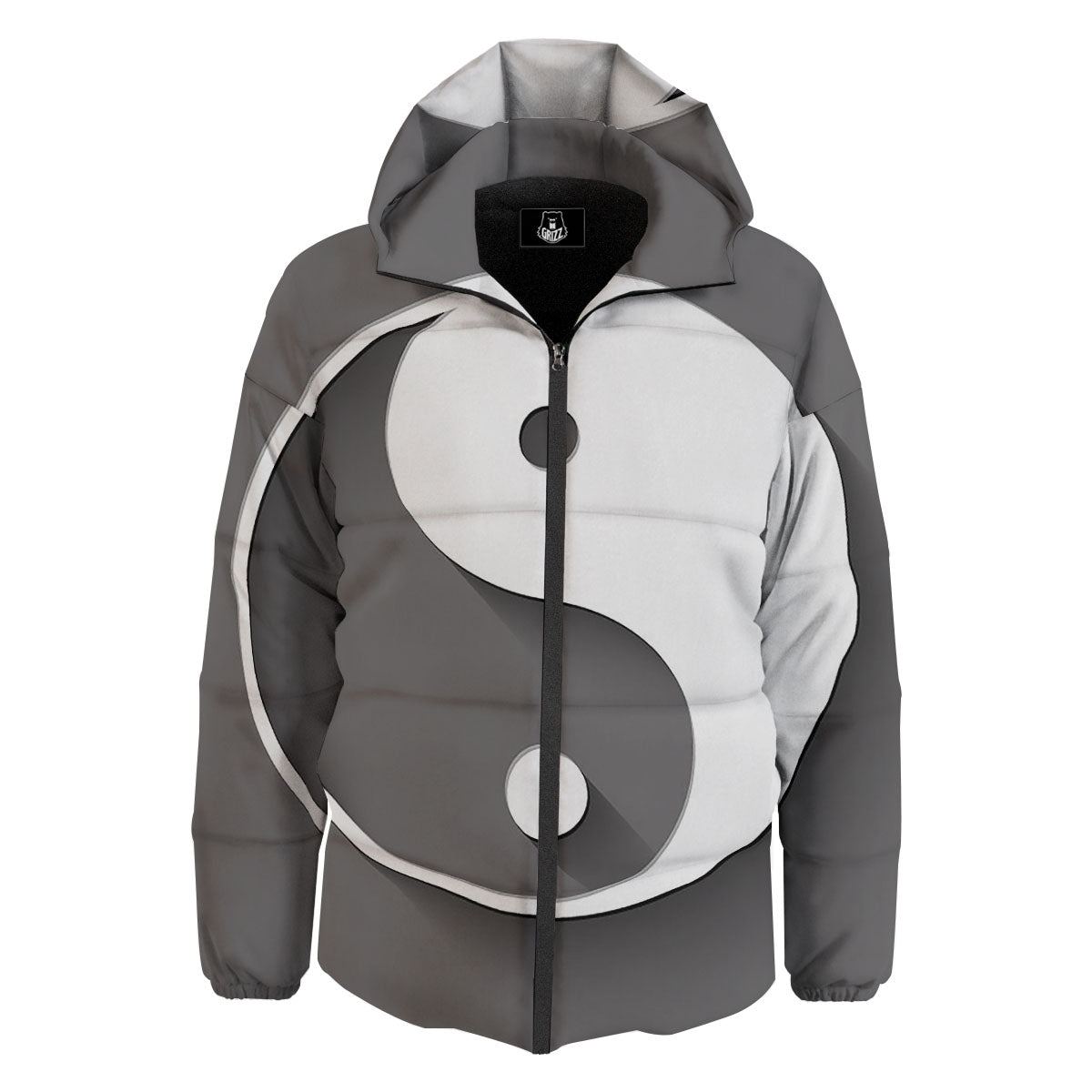Yin Yang White And Sliver Print Down Jacket-grizzshop