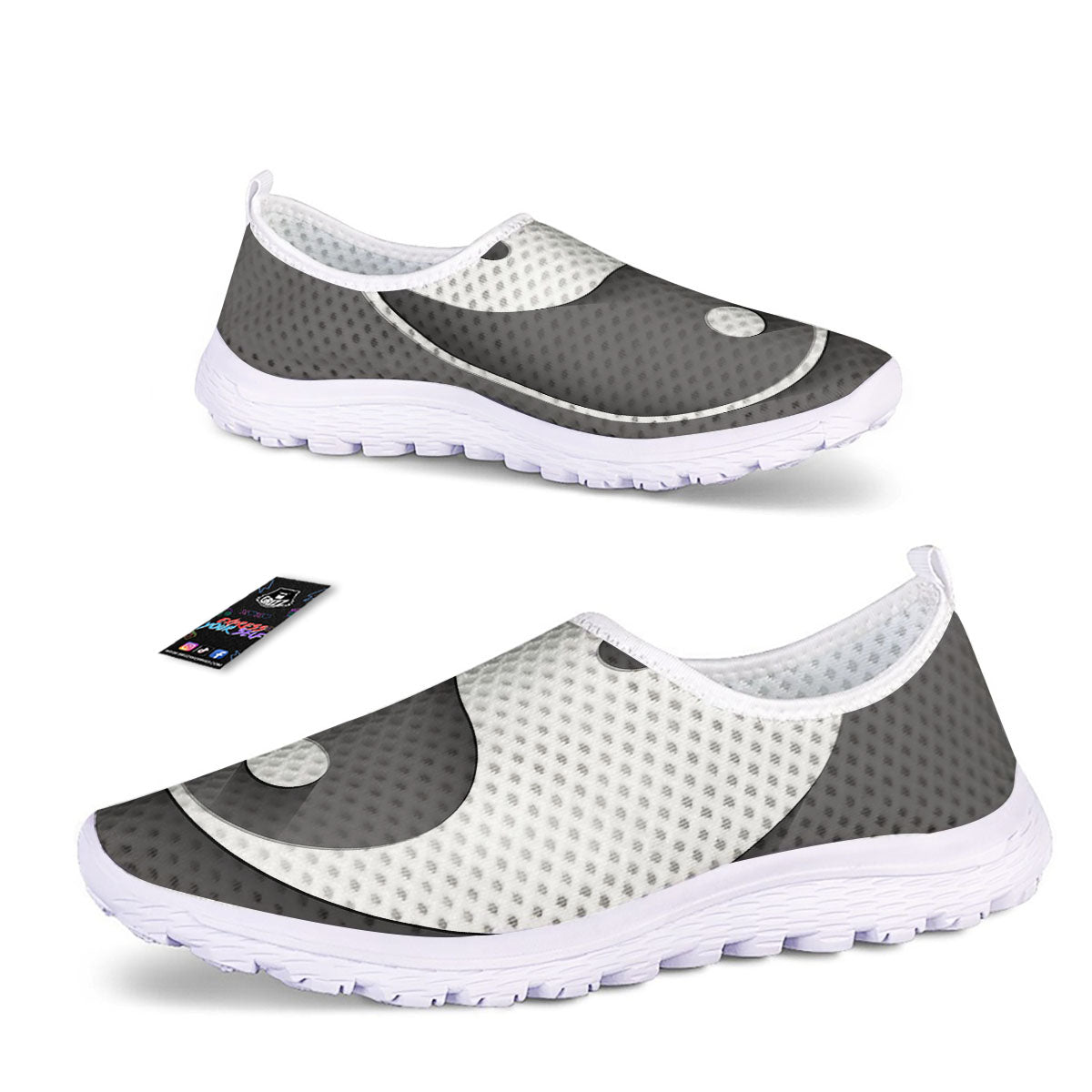 Yin Yang White And Sliver Print Nurse Shoes-grizzshop