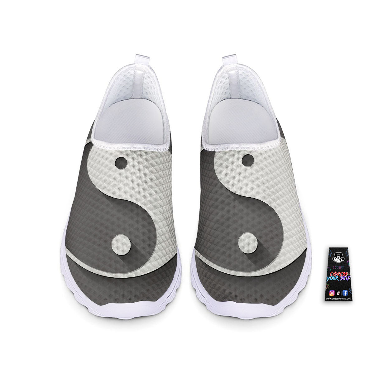 Yin Yang White And Sliver Print Nurse Shoes-grizzshop