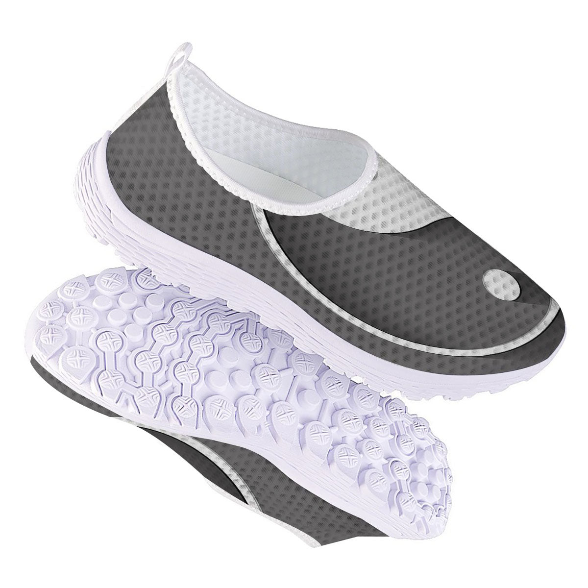 Yin Yang White And Sliver Print Nurse Shoes-grizzshop