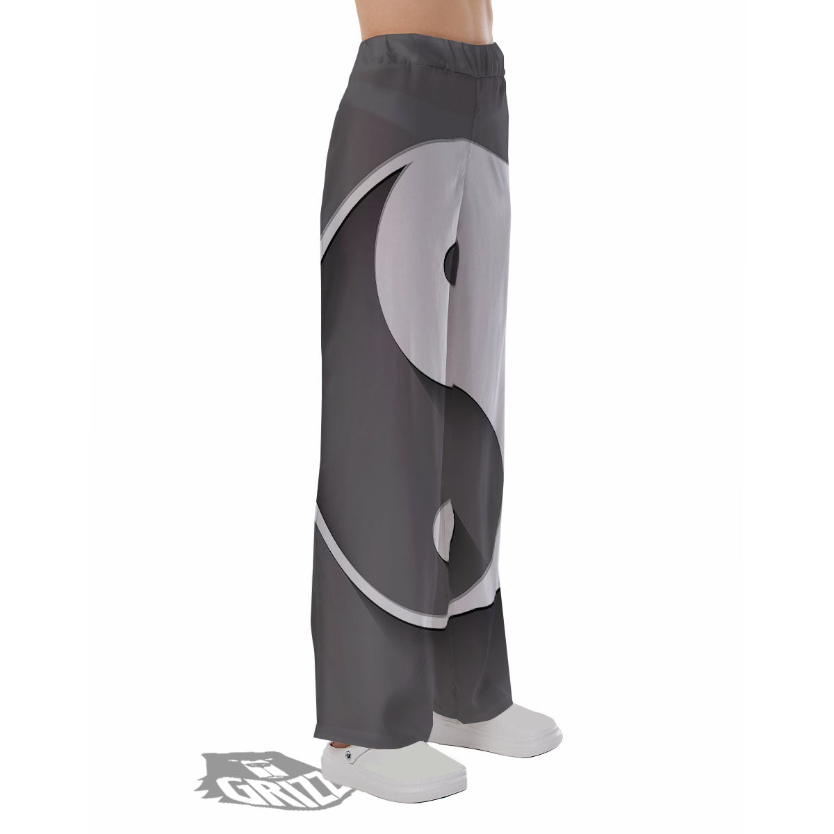 Yin Yang White And Sliver Print Pajama Pants-grizzshop