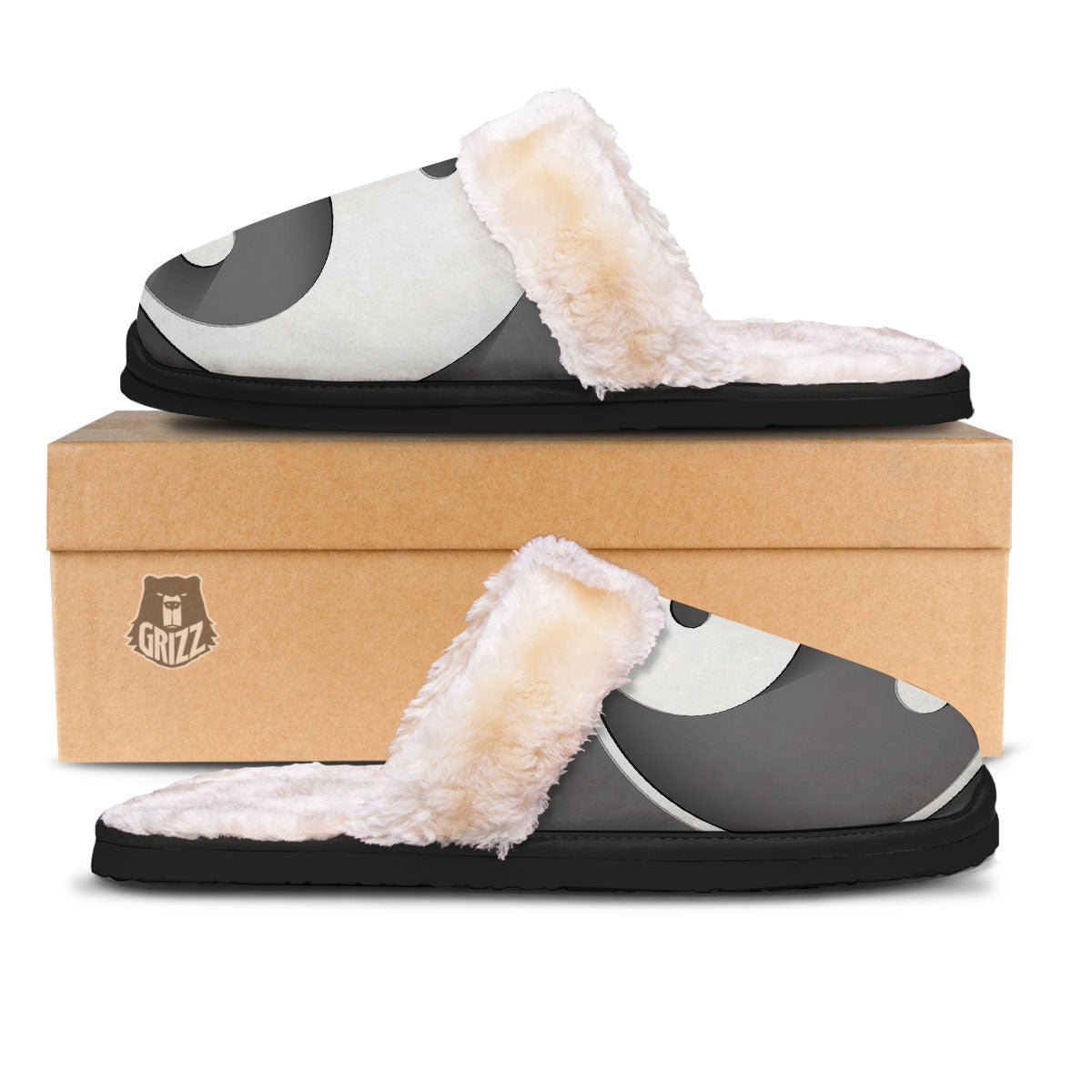 Yin Yang White And Sliver Print Slippers-grizzshop