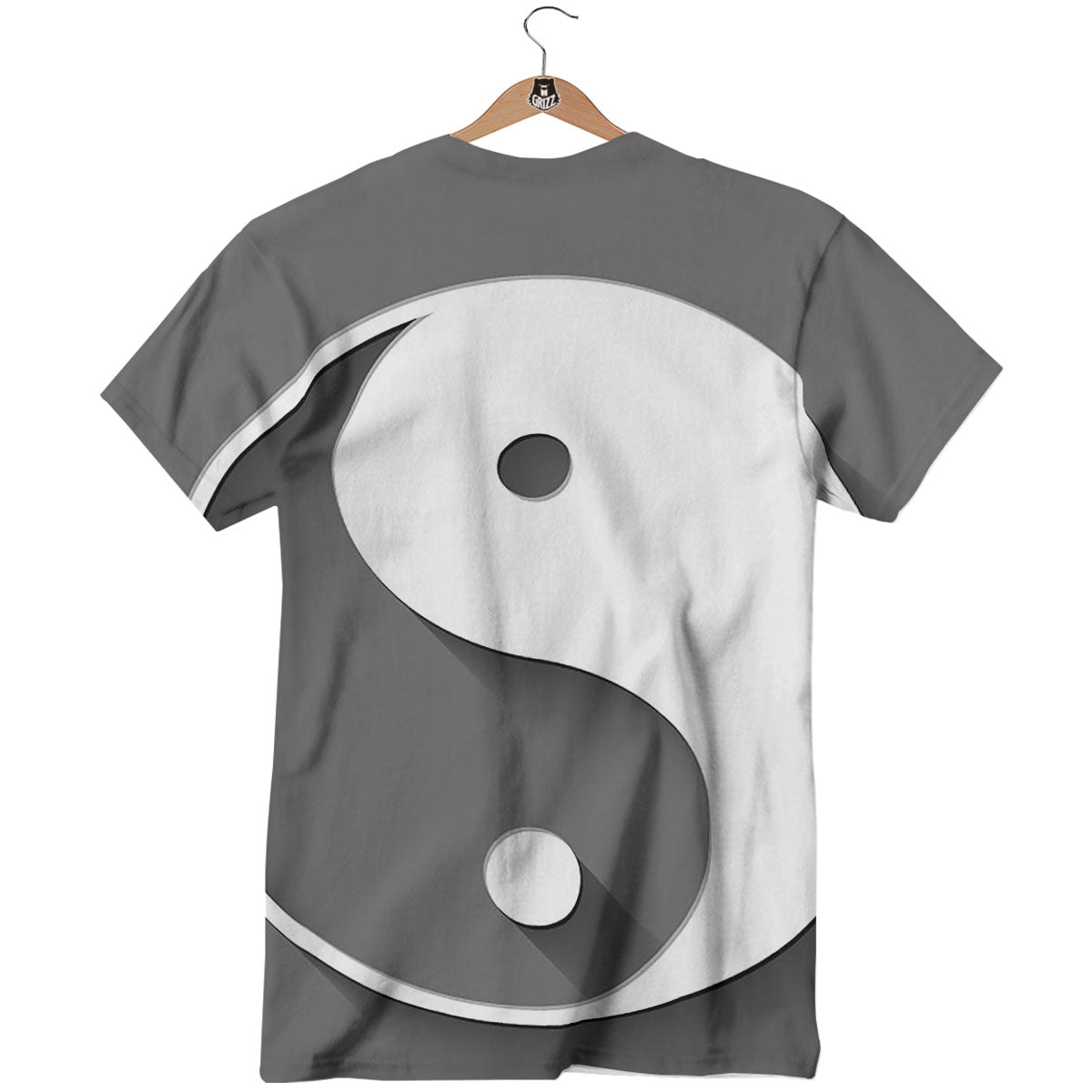 Yin Yang White And Sliver Print T-Shirt-grizzshop