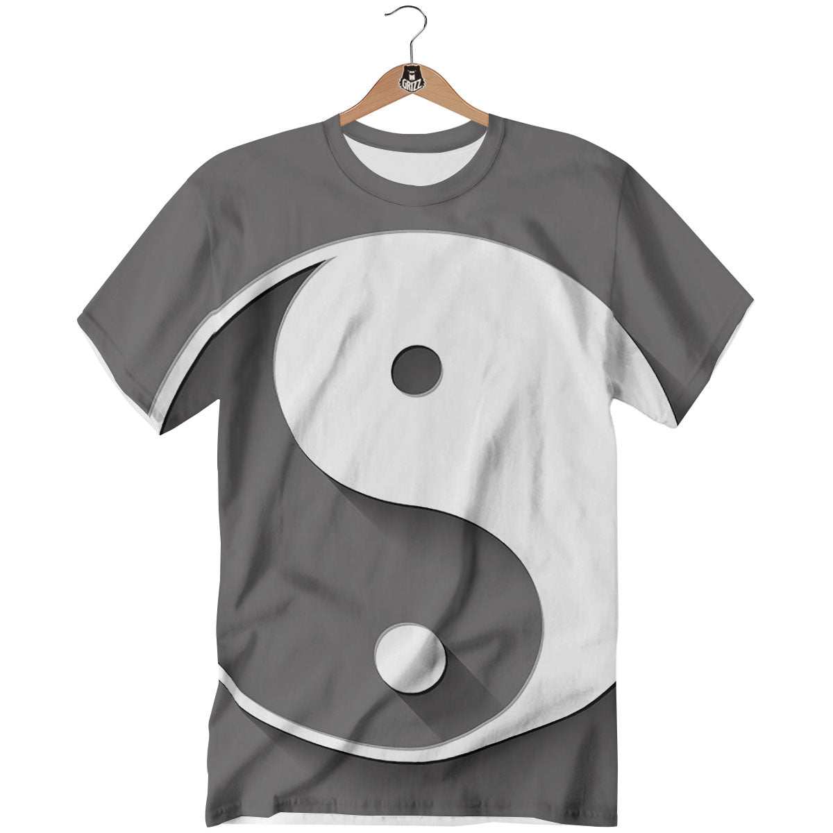 Yin Yang White And Sliver Print T-Shirt-grizzshop