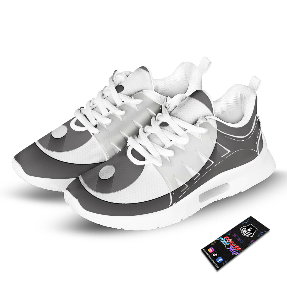 Yin Yang White And Sliver Print Tennis Shoes-grizzshop