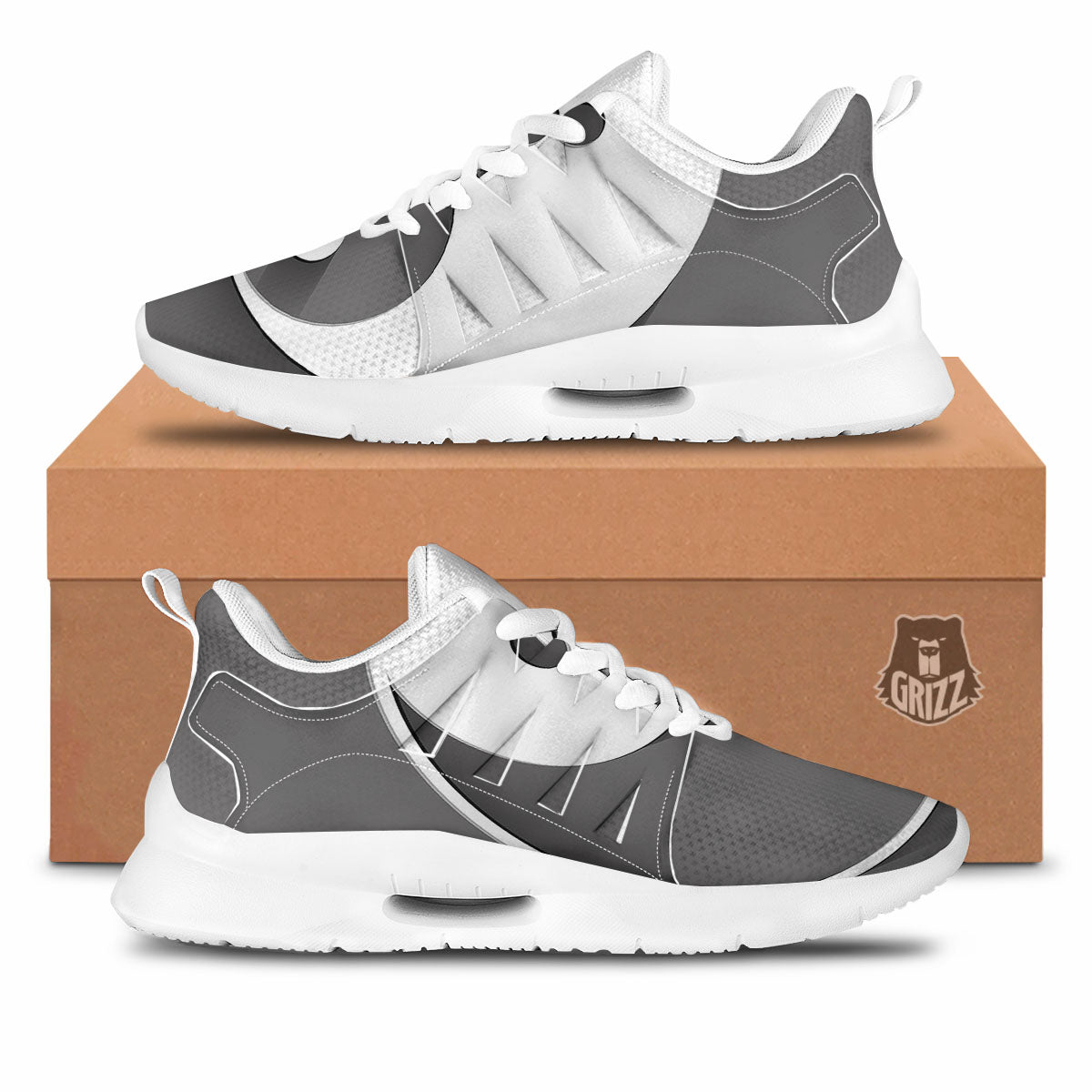 Yin Yang White And Sliver Print Tennis Shoes-grizzshop