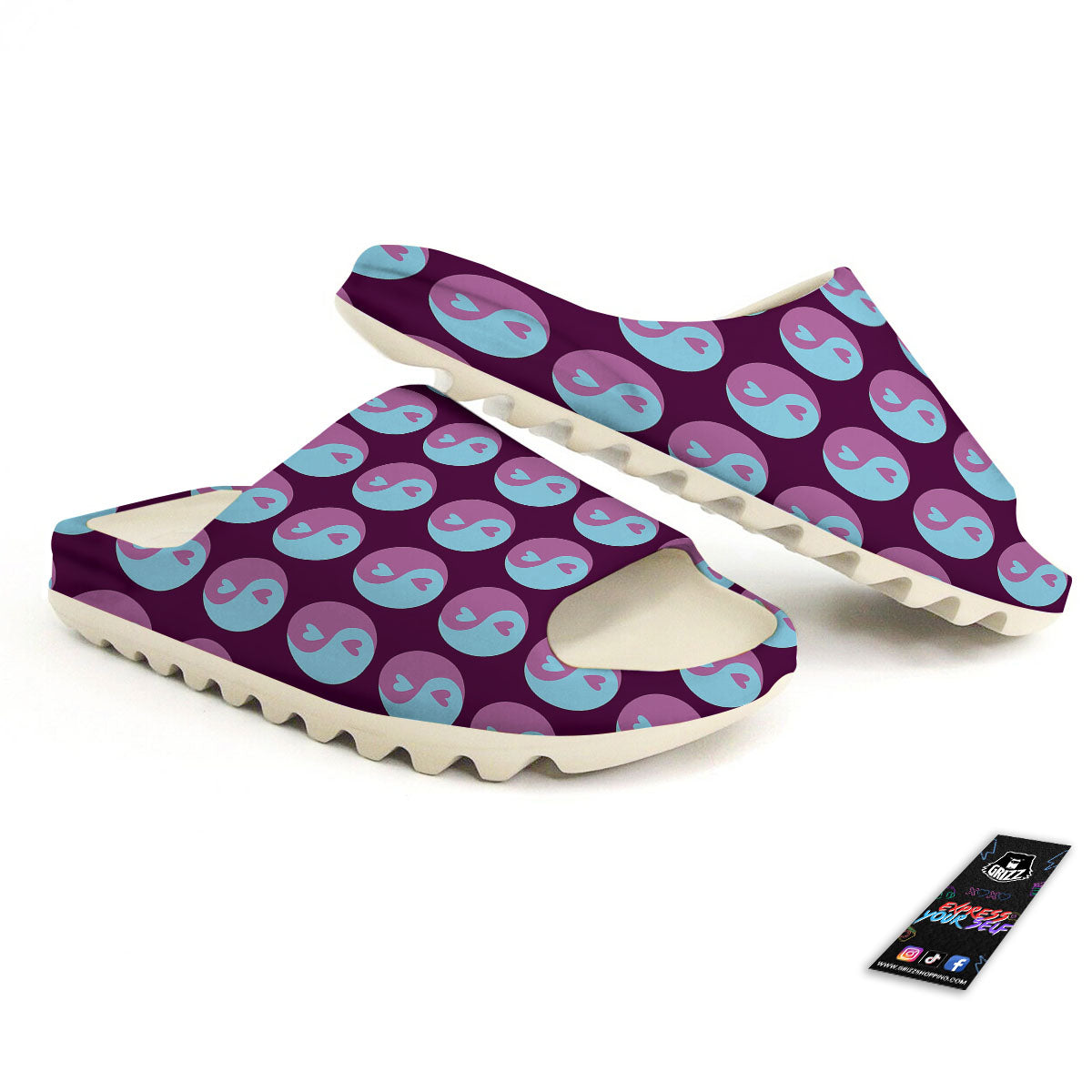 Yin Yang Blue And Purple Print Sandals-grizzshop