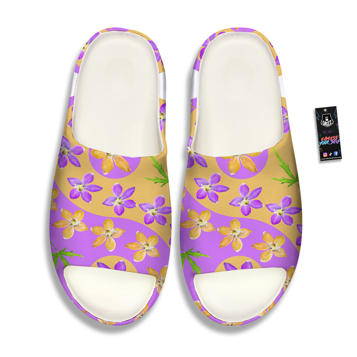 Yin Yang Colorful Flowers Print Sandals-grizzshop