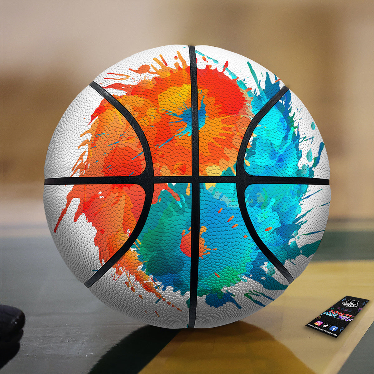 Yin Yang Colorful Splash Print Basketball