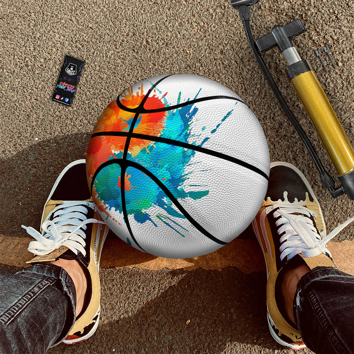 Yin Yang Colorful Splash Print Basketball