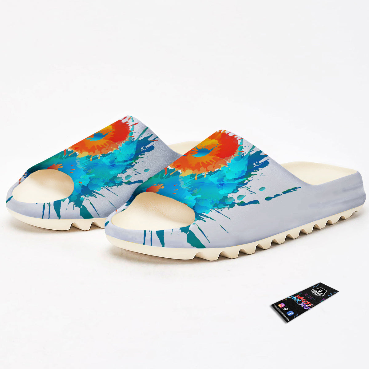 Yin Yang Colorful Splash Print Sandals-grizzshop