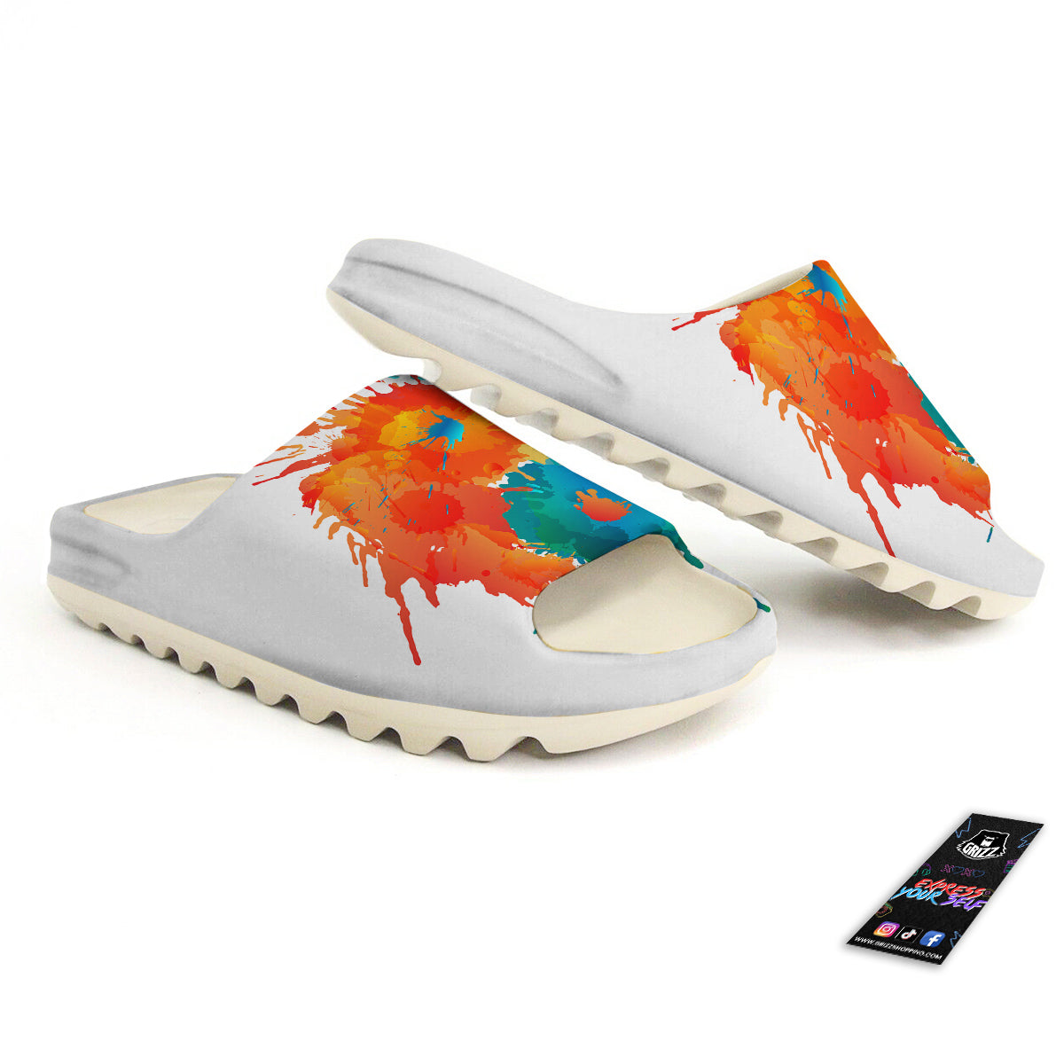 Yin Yang Colorful Splash Print Sandals-grizzshop