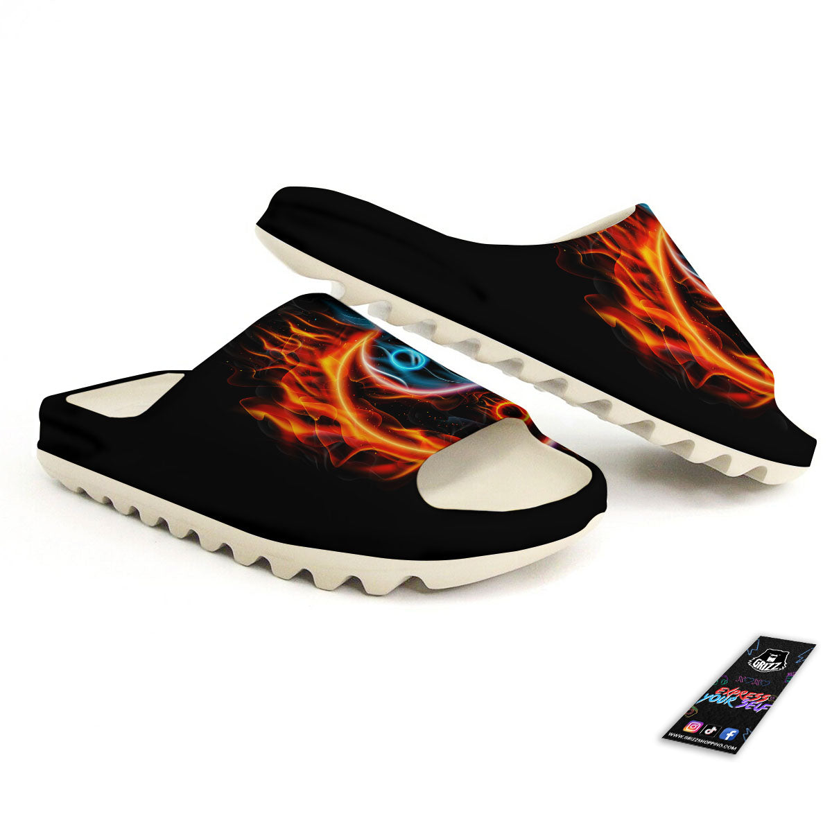 Yin Yang Flaming Print Sandals-grizzshop