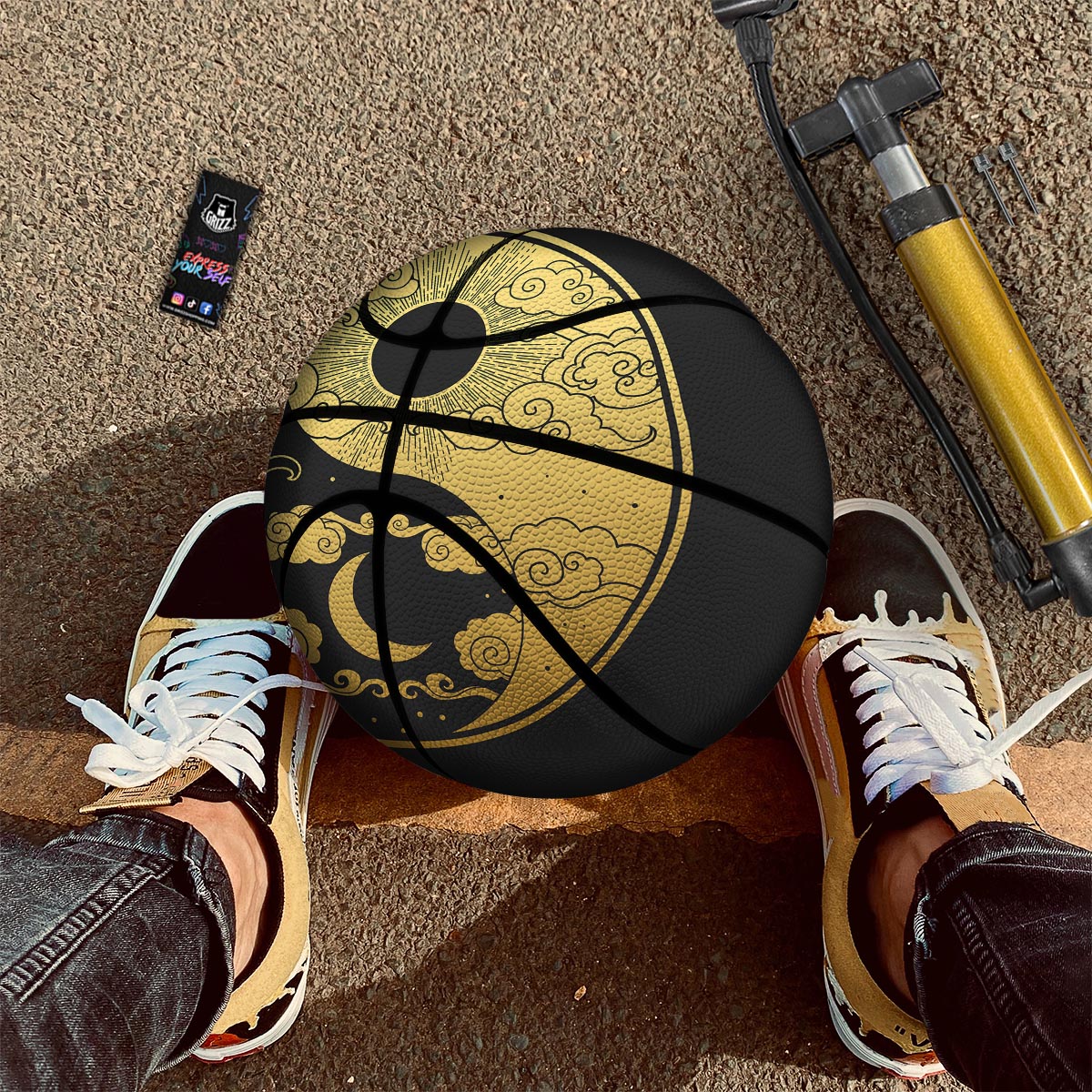 Yin Yang Moon And Sun Print Basketball