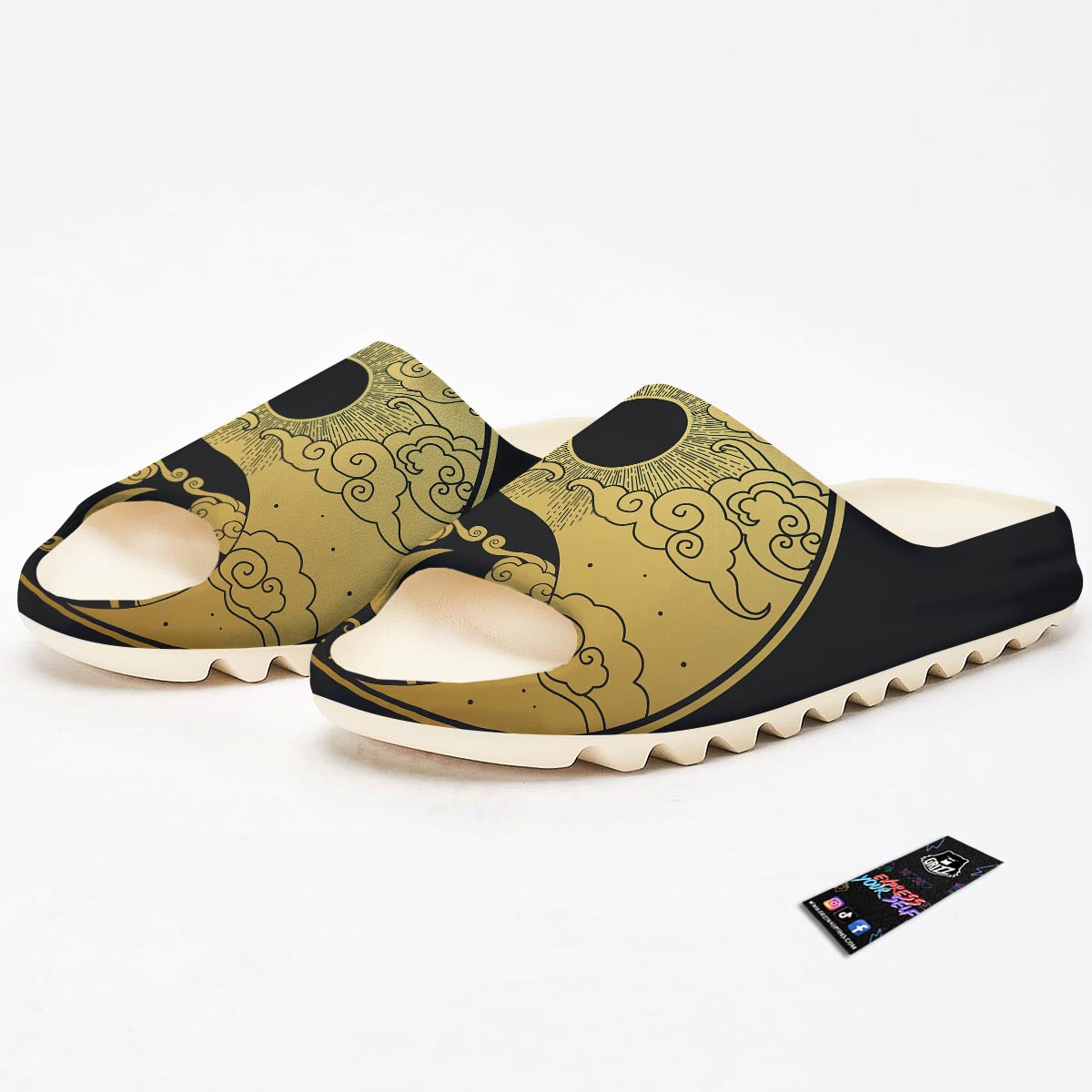 Yin Yang Moon And Sun Print Sandals-grizzshop