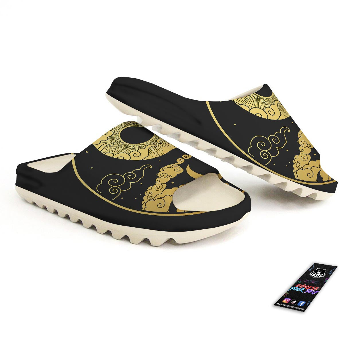 Yin Yang Moon And Sun Print Sandals-grizzshop