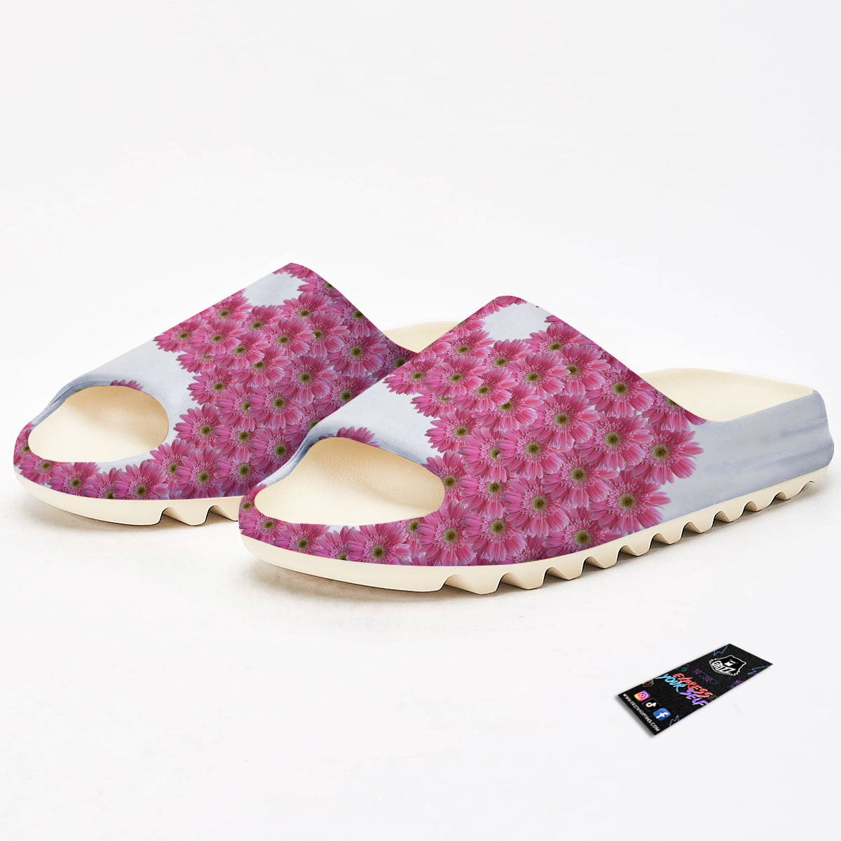 Yin Yang Pink Flowers Print Sandals-grizzshop