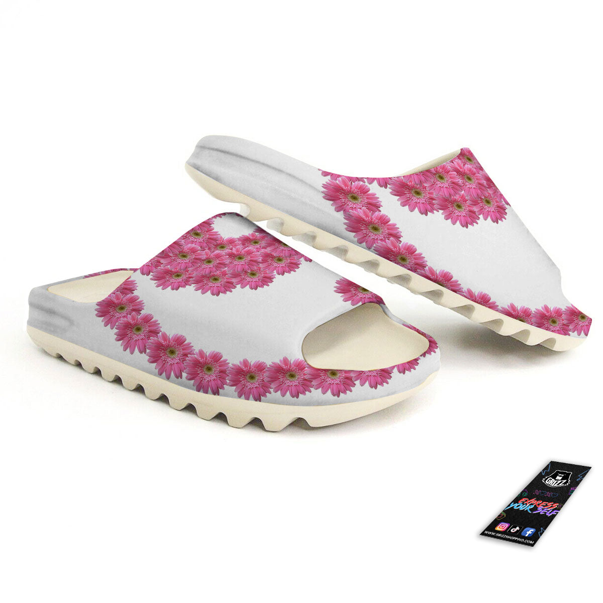Yin Yang Pink Flowers Print Sandals-grizzshop