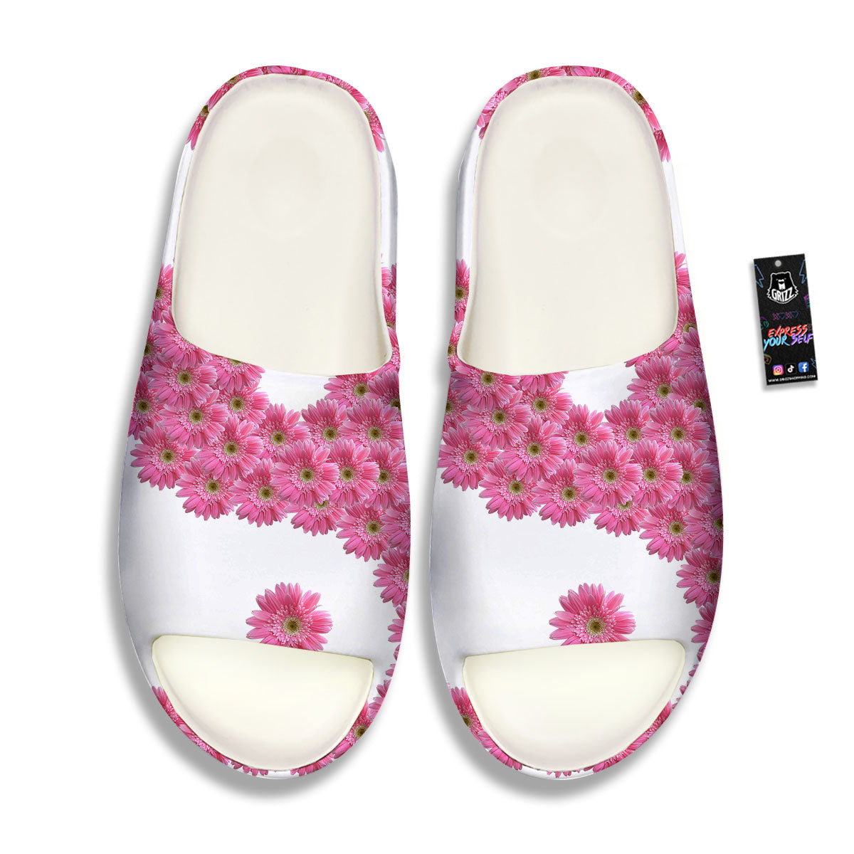 Yin Yang Pink Flowers Print Sandals-grizzshop