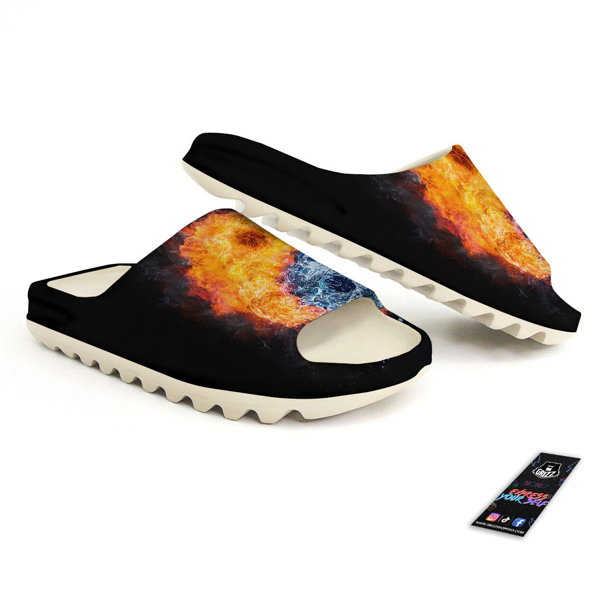 Yin Yang Water And Fire Print Sandals-grizzshop