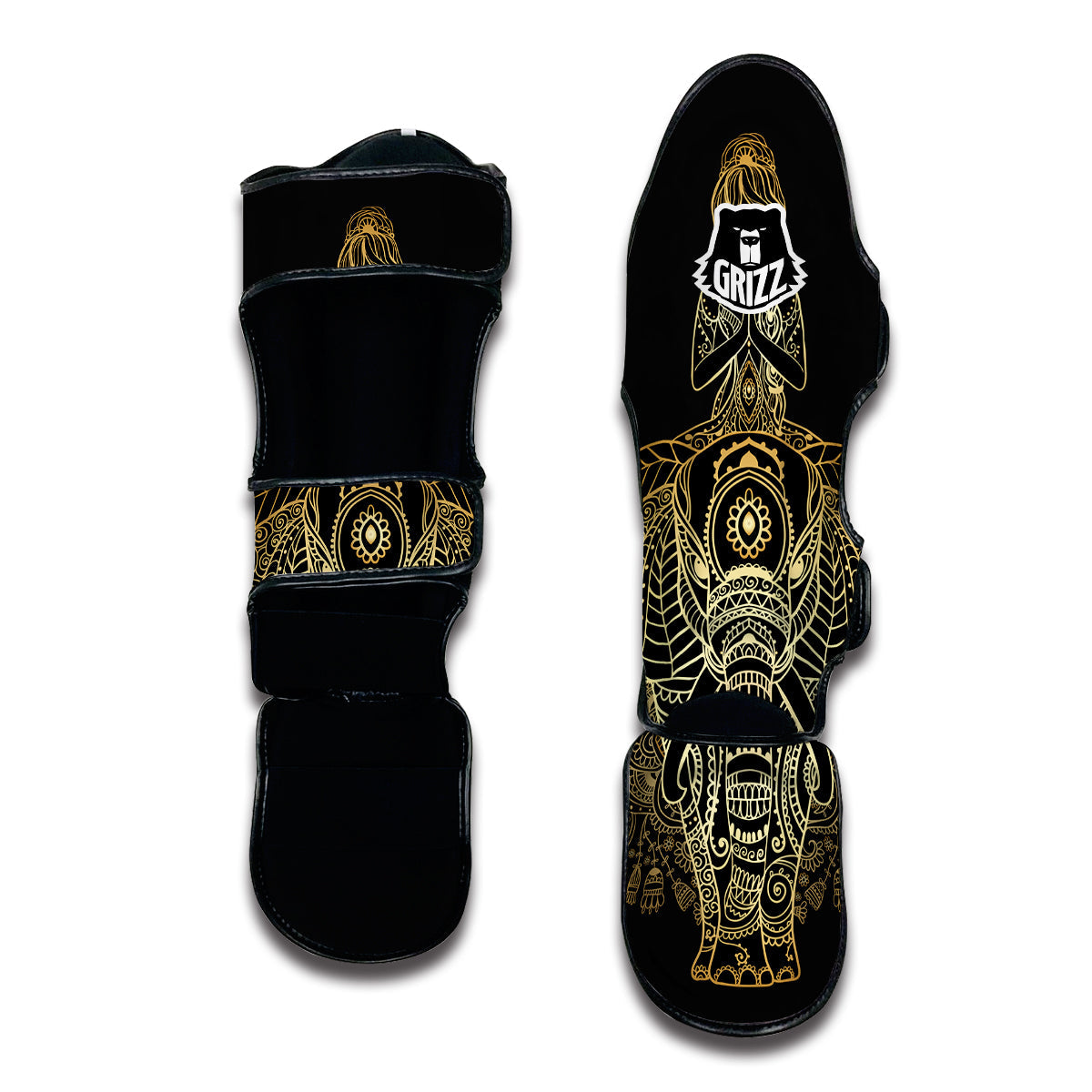 Yoga Elephant Mandala Muay Thai Shin Guards-grizzshop