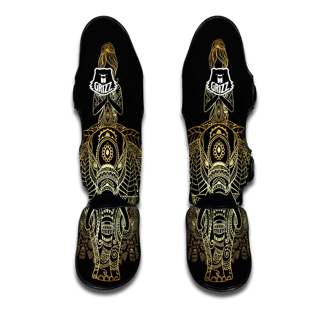 Yoga Elephant Mandala Muay Thai Shin Guards-grizzshop