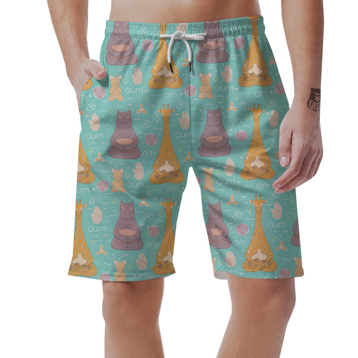 Yoga Meditation Pattern Print Men's Shorts-grizzshop