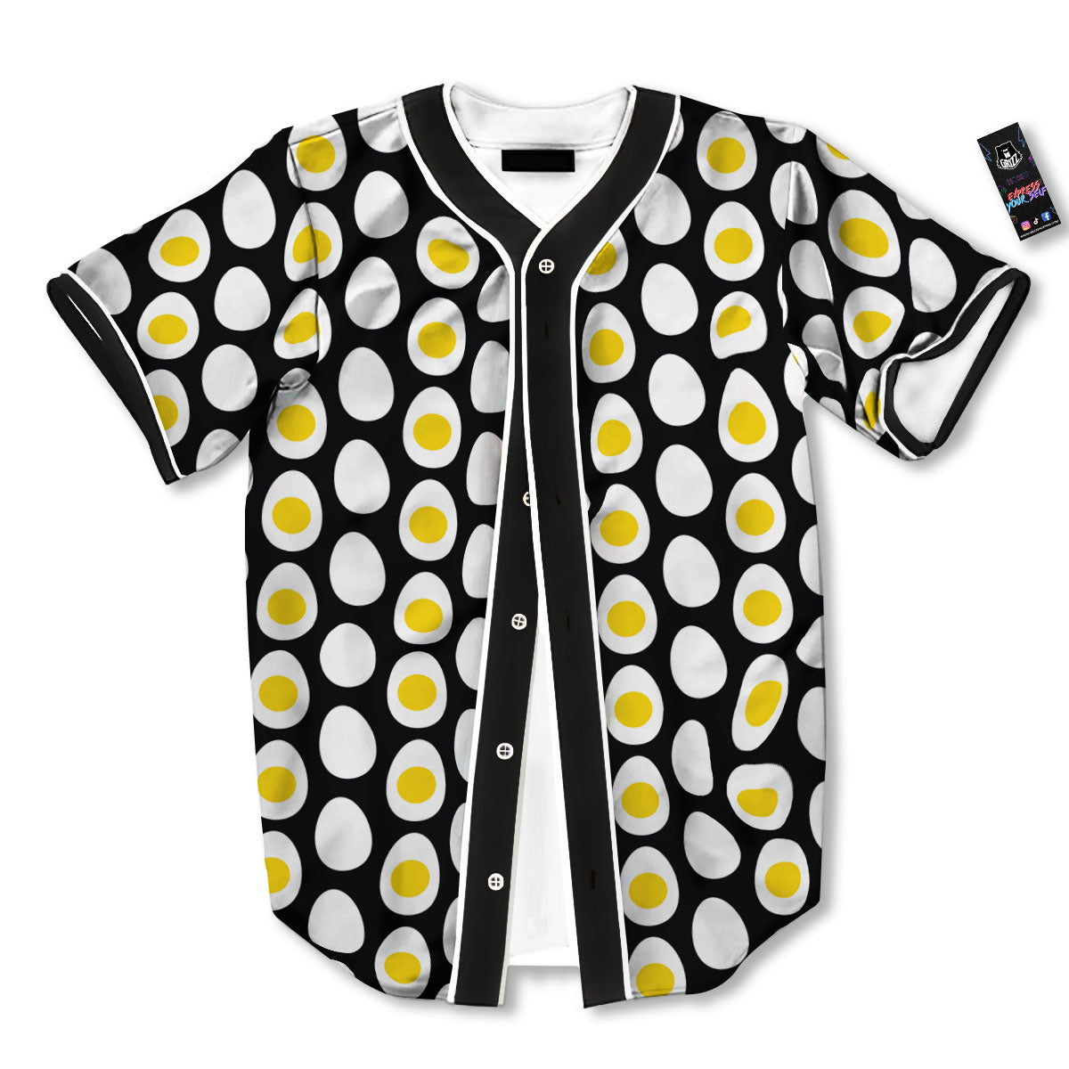 Yolk Egg Print Pattern Baseball Jersey-grizzshop