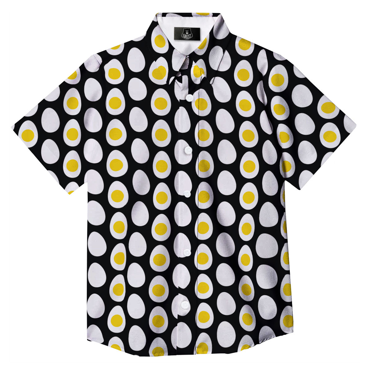 Yolk Egg Print Pattern Button Up Shirt-grizzshop