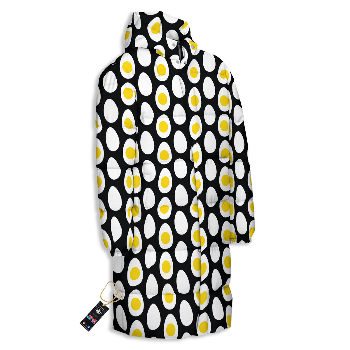 Yolk Egg Print Pattern Long Down Jacket-grizzshop