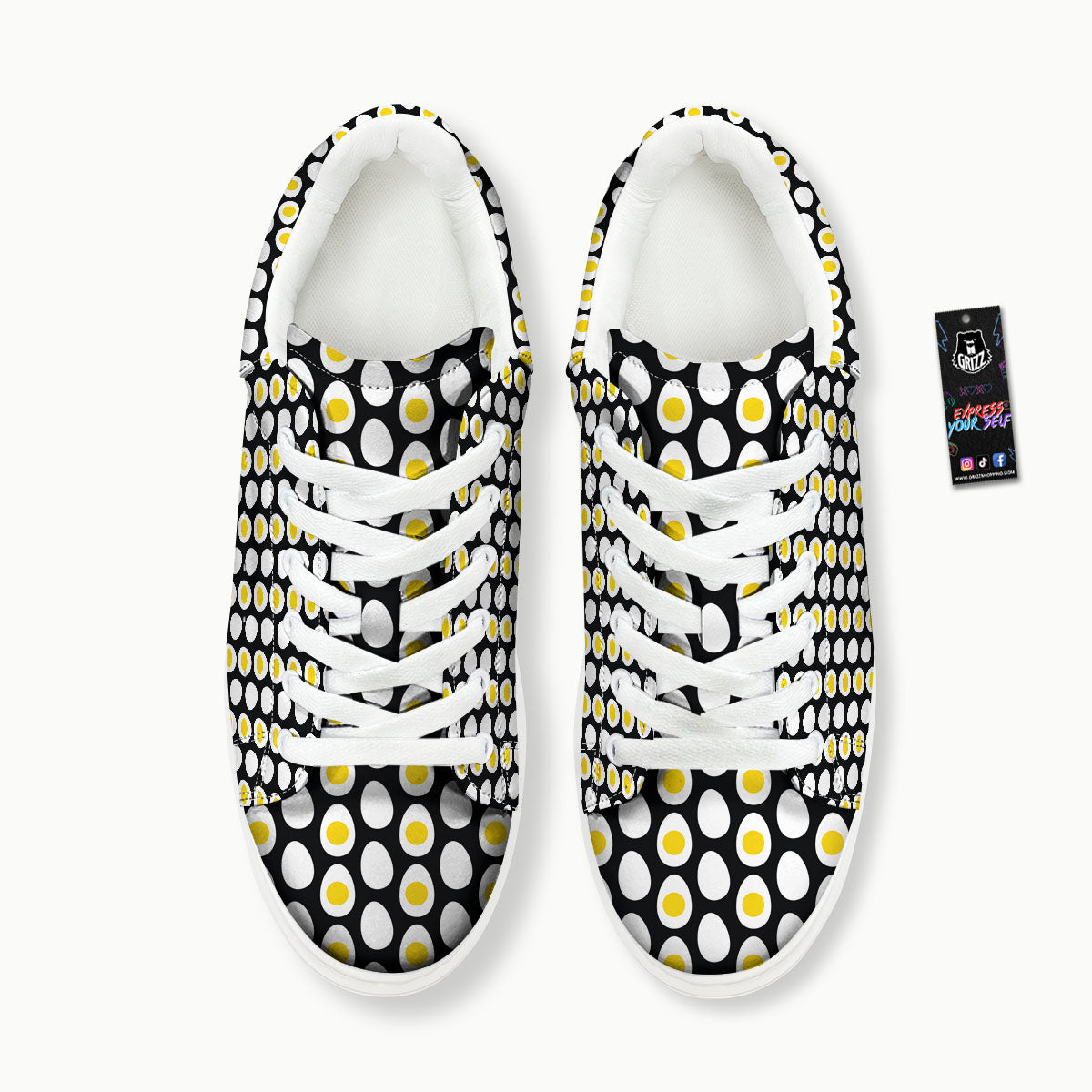 Yolk Egg Print Pattern Platform Shoes-grizzshop