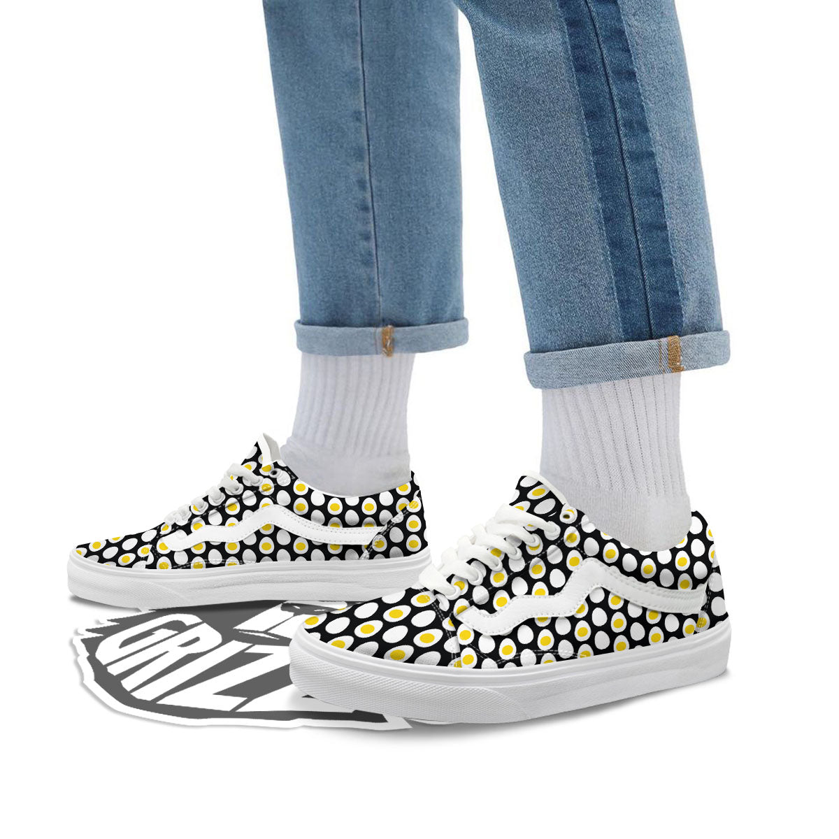 Yolk Egg Print Pattern Skate Shoes-grizzshop