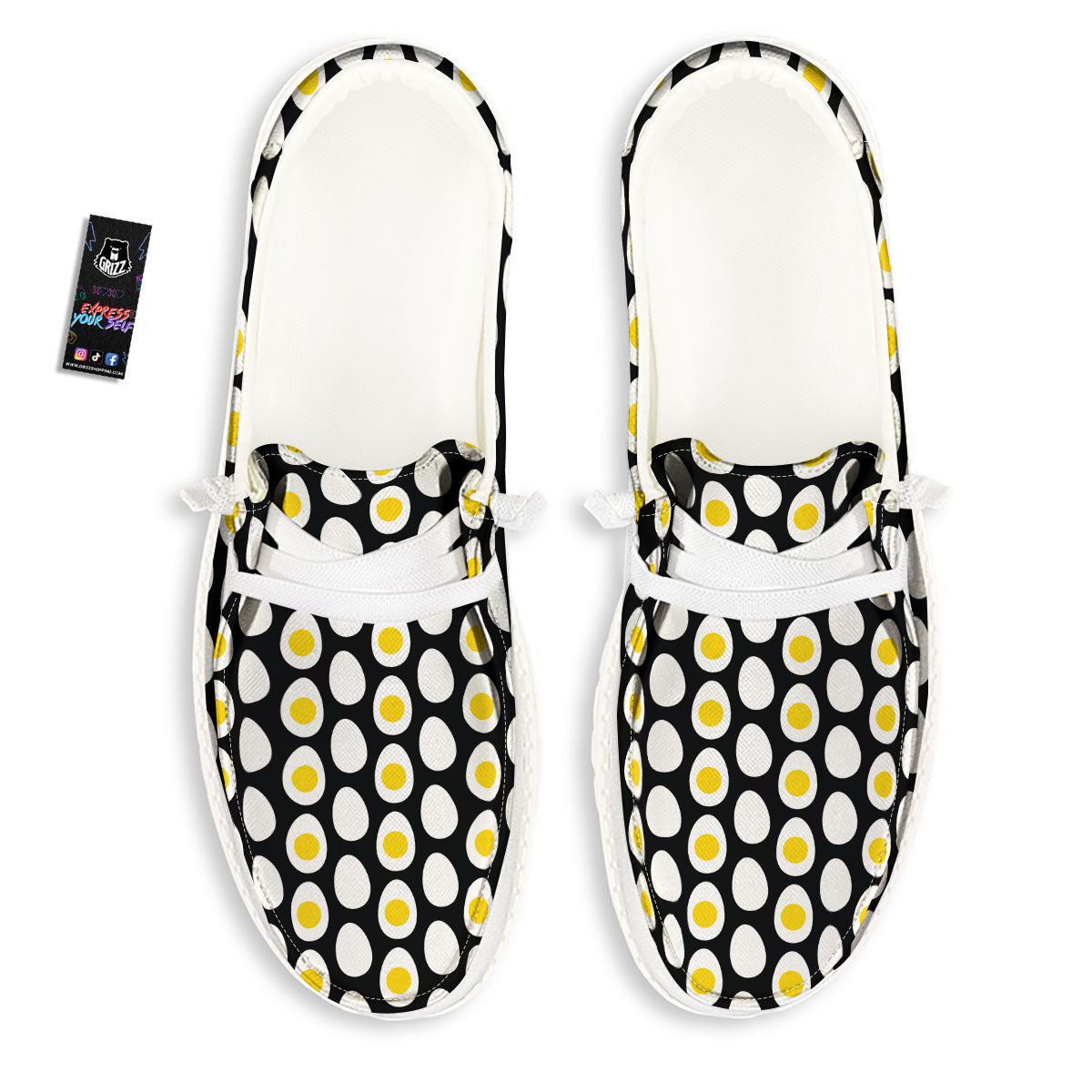 Yolk Egg Print Pattern White Loafers-grizzshop