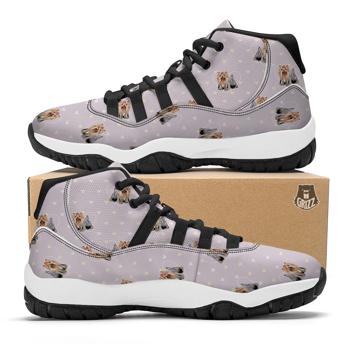 Yorkshire Terrier Dog Puppy Pattern Print Black Bball Shoes-grizzshop